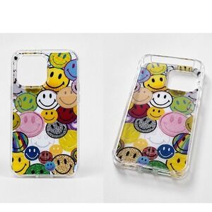 Happy Face Print iPhone 15‎ Pro Max Case Clear Jelly Bumper Multi Color 81-05